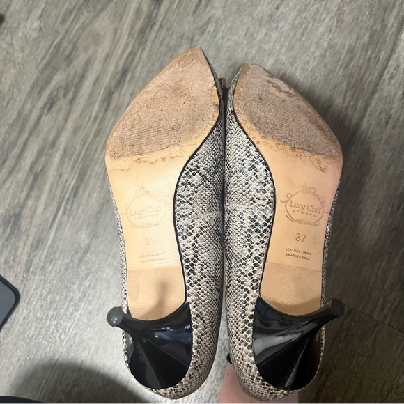 Lucy choi snakeskin print leather pointed toe kitten brooch heels - Picture 4 of 7